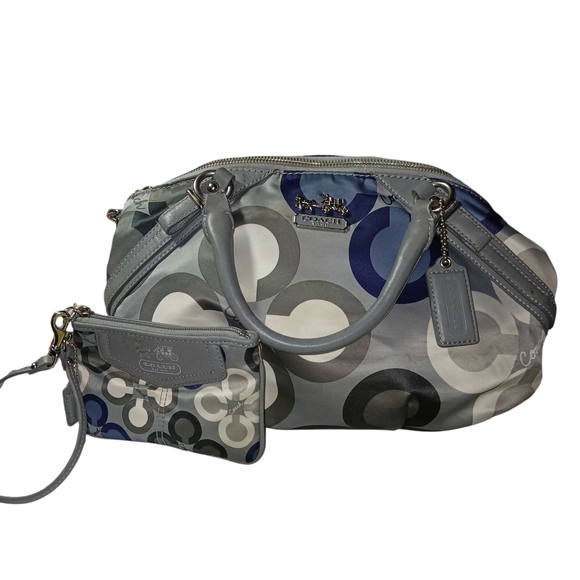 Coach Gray and Blue Signature Bag Set - Picture 1 of 8